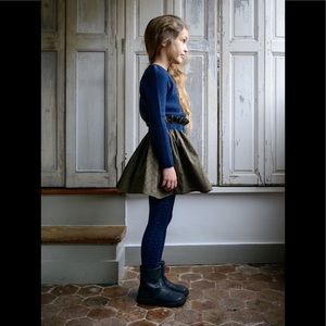 $76 NWT Ketiketa 6 6X Charlotte Skirt Full Circle Elastic Waist Moss Green Blue